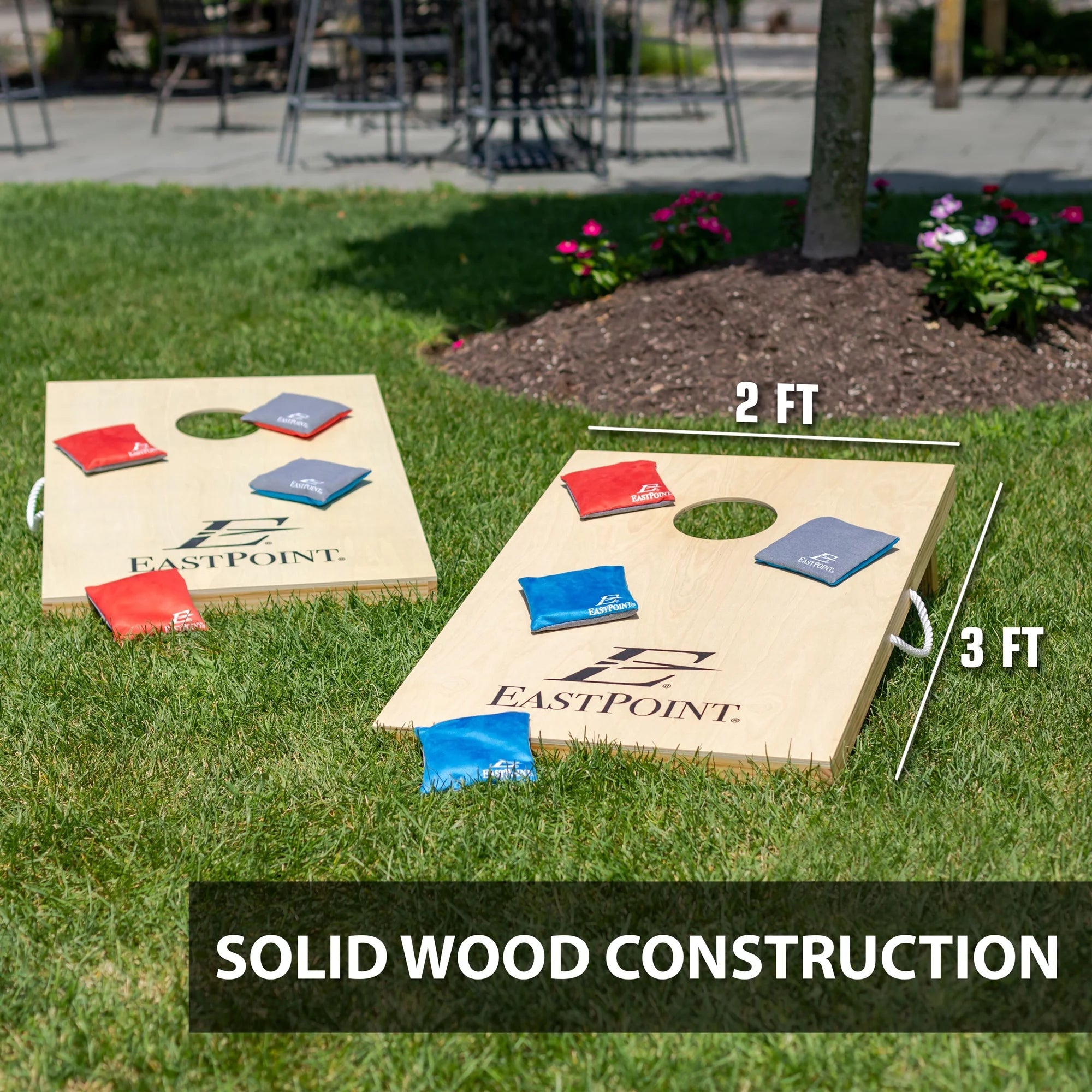 Solid Wood Bean Bag Toss Cornhole Yard Game Board Set with Bags