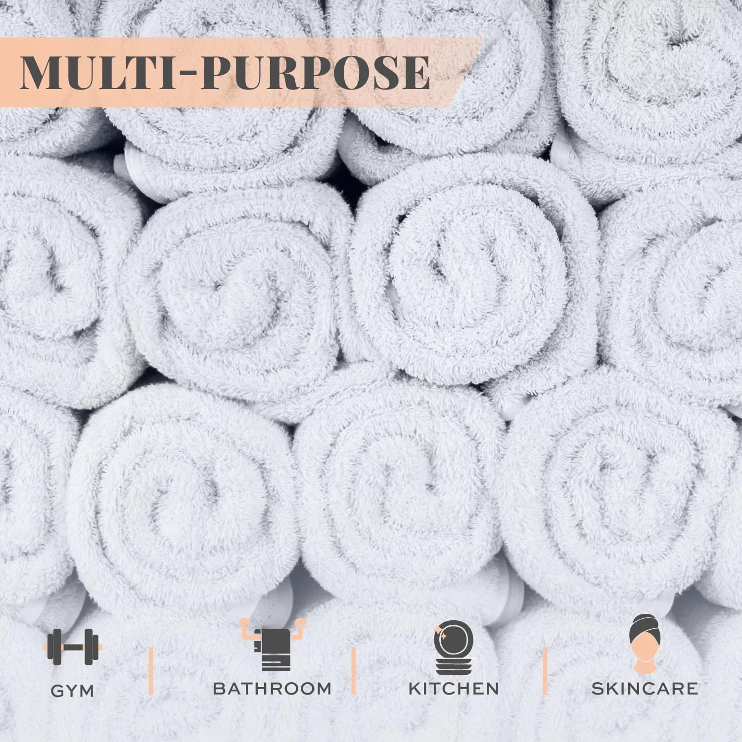 Airbnb Face Towel Set, Hotel Quality Face Towels | 12X12 Inch, 48 Pack