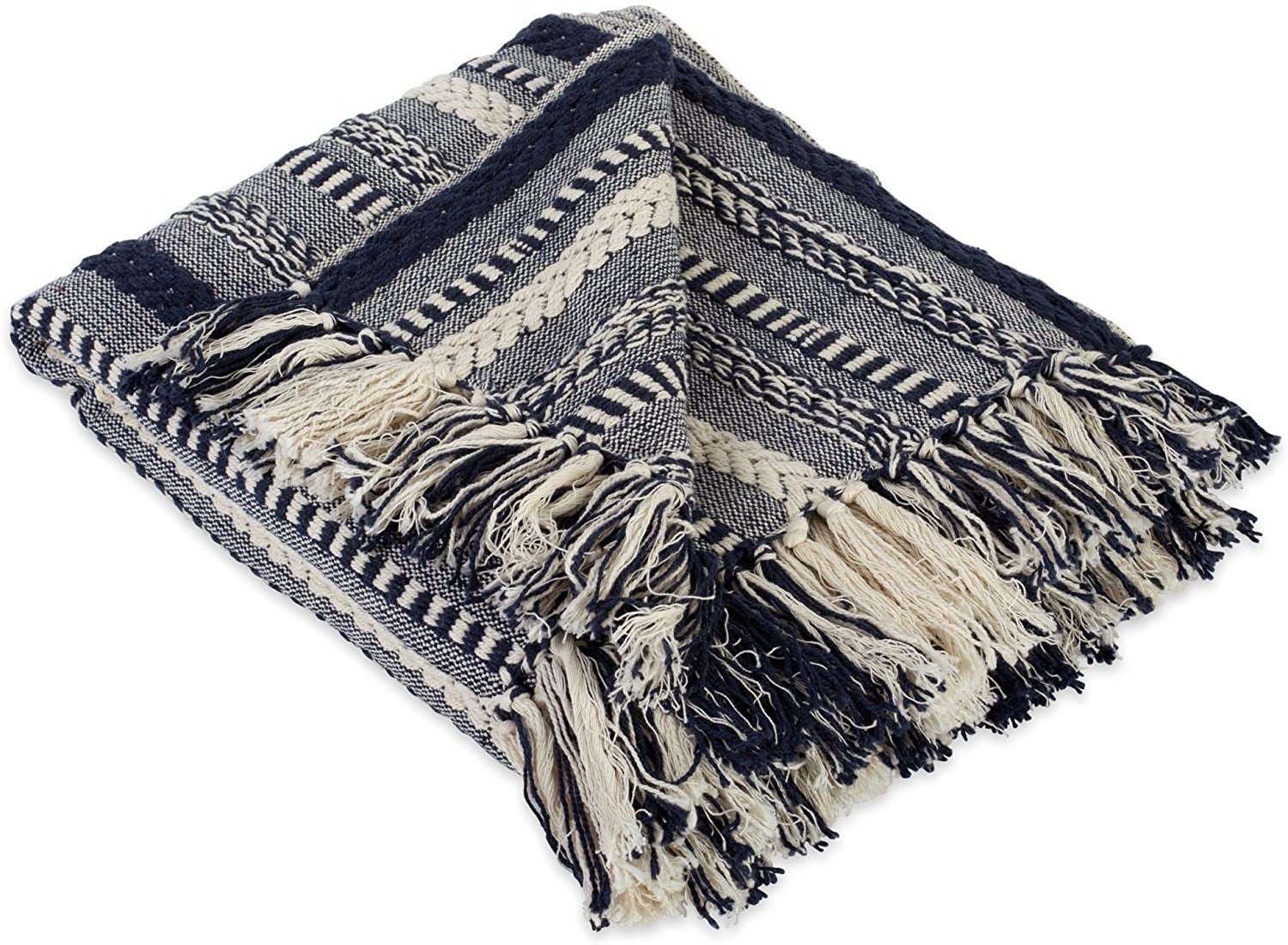 Braided Striped Decorative Throw Blanket, 50X60, Navy and Other Colors  Available