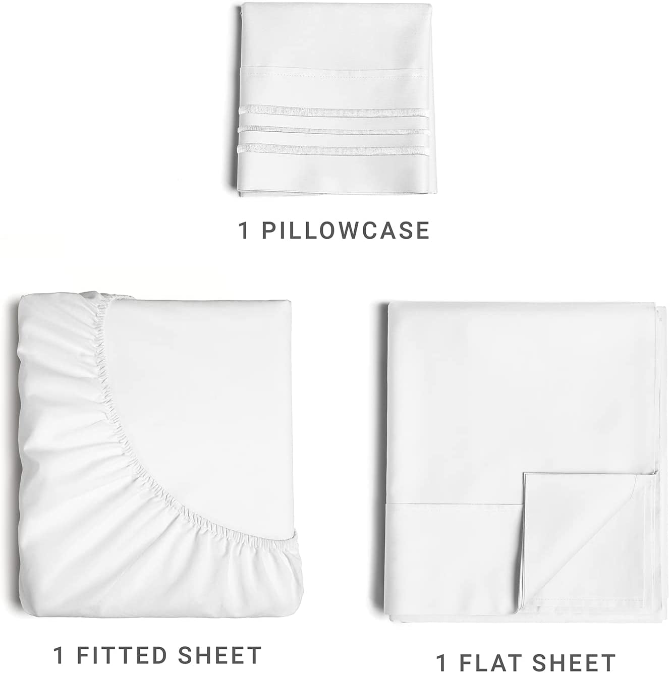 Twin Size Sheet Set - Breathable & Cooling Sheets - Hotel and Vrbo Luxury Bed Sheets - Extra Soft - Deep Pockets - Easy Fit - 3 Piece Set - Wrinkle Free -  White - Twins Sheets - 3 PC