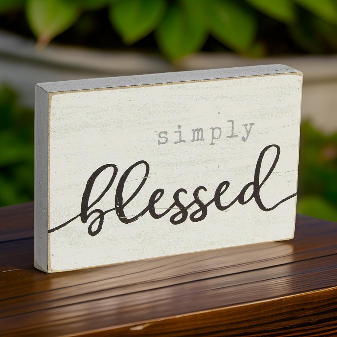 Mini Wood Block Sign (Simply Blessed) Tray Wood Decoration