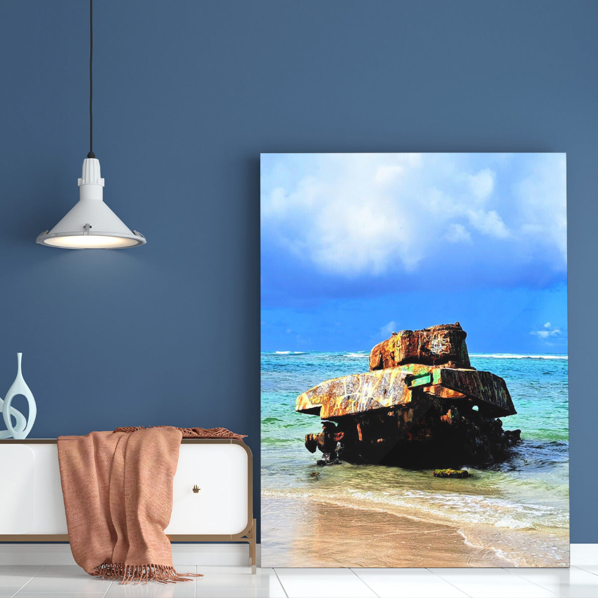 Beach Picture Metal Frame - Tank Print - Back Mount Beach Tank Portrait Exclusive Design