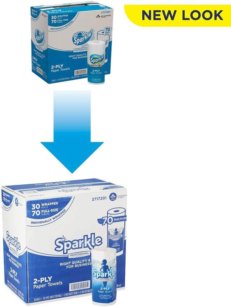 Sparkle Professional 2-Ply Kitchen Paper Towel Rolls, 70 Sheets per Roll, 30 Rolls per Case