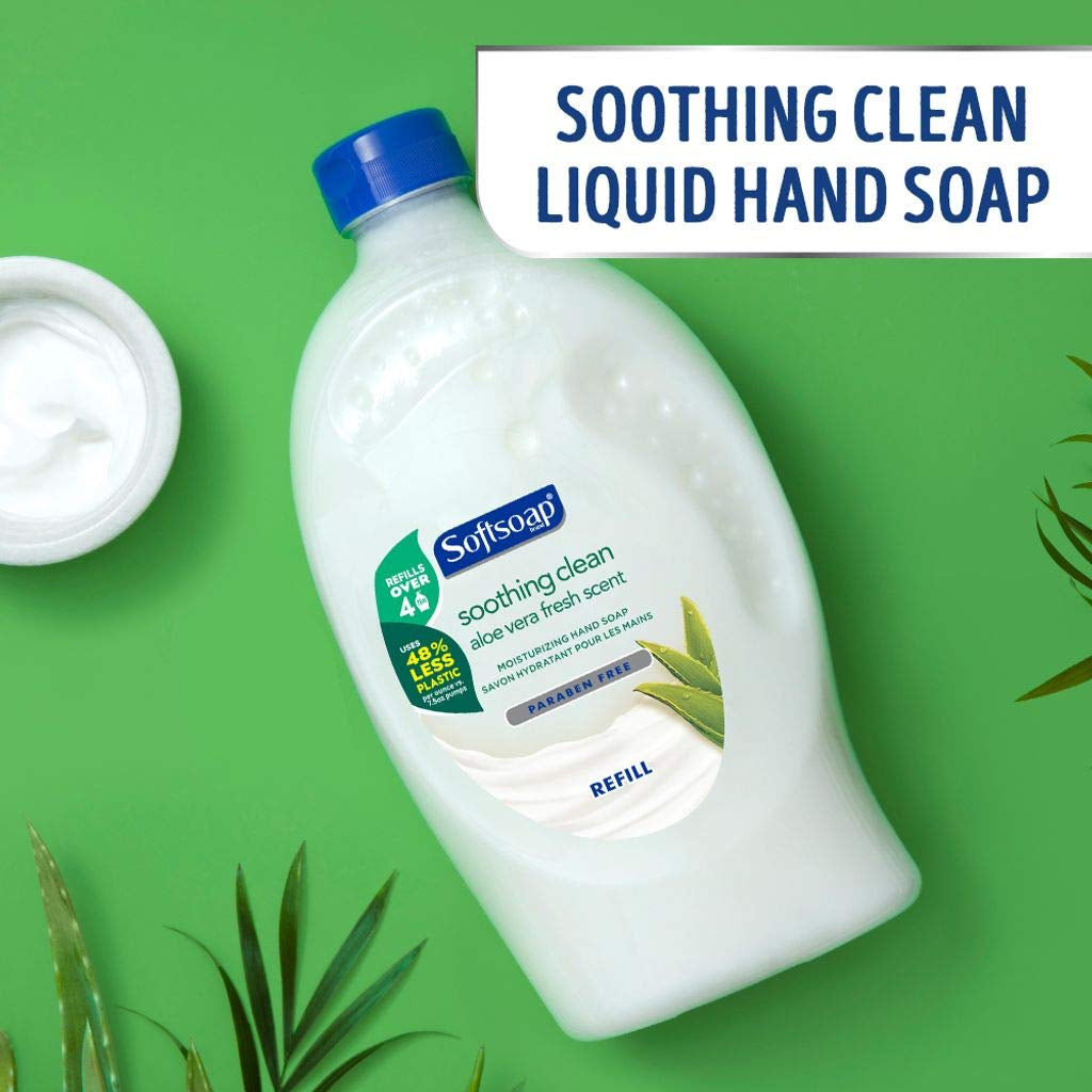 Liquid Hand Soap Refill, Soothing Aloe Vera, 50 Ounce Bottle, Bathroom Soap, Bulk Soap, Moisturizing Hand Soap (Pack of 6) Packaging May Vary