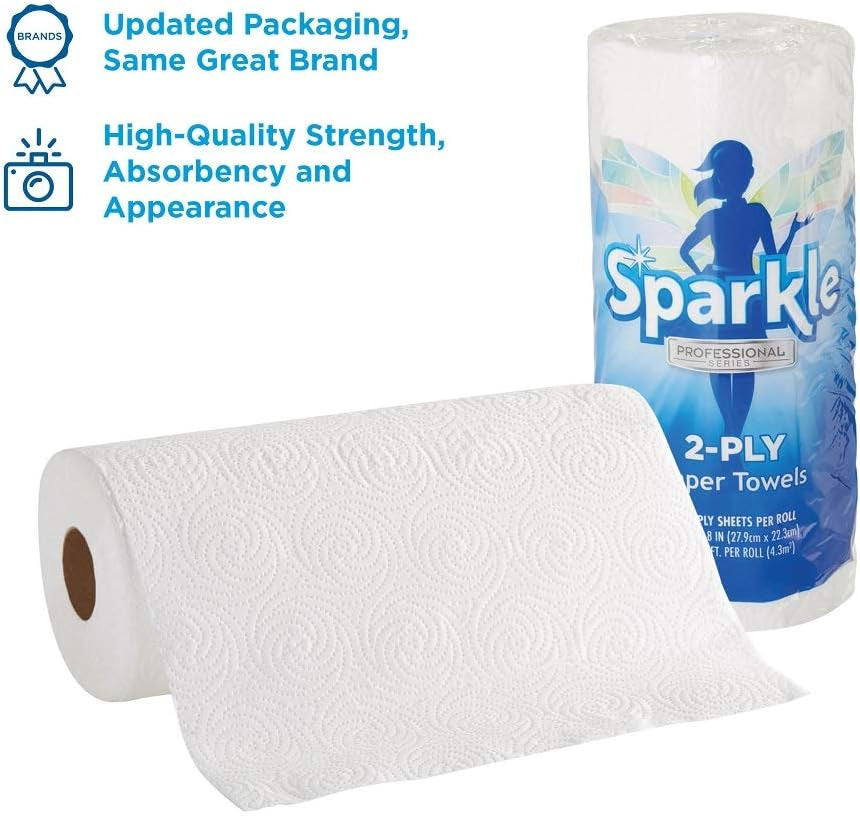 Sparkle Professional 2-Ply Kitchen Paper Towel Rolls, 70 Sheets per Roll, 30 Rolls per Case