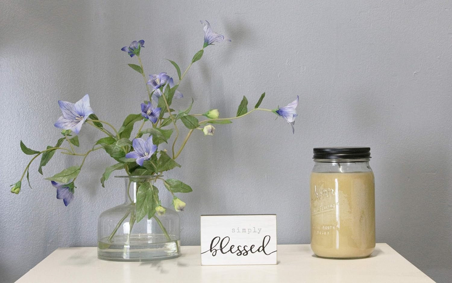 Mini Wood Block Sign (Simply Blessed) Tray Wood Decoration