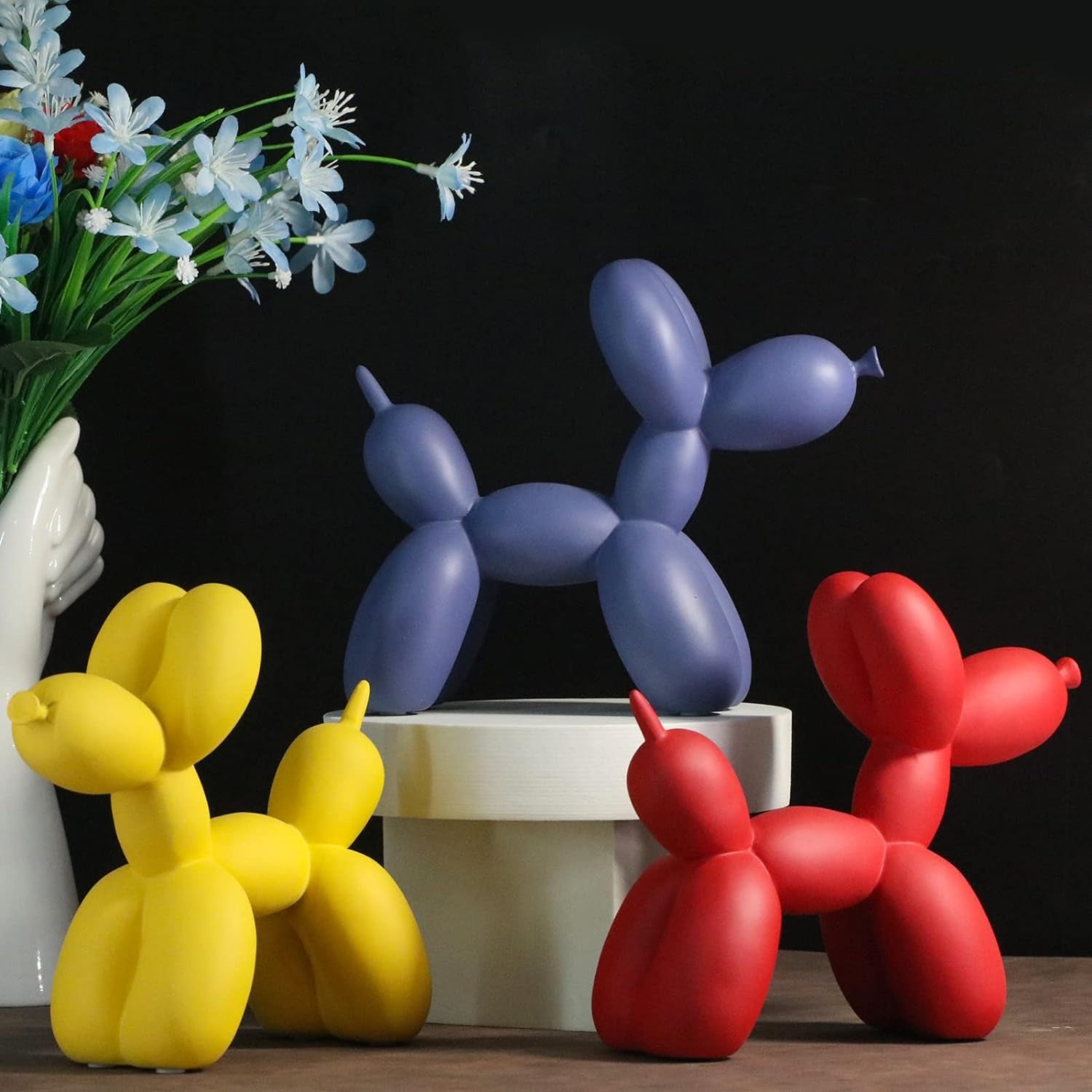 Creative Balloon Dog Sculpture Modern Airbnb Decoration Animal Art Resin Decors (Black)