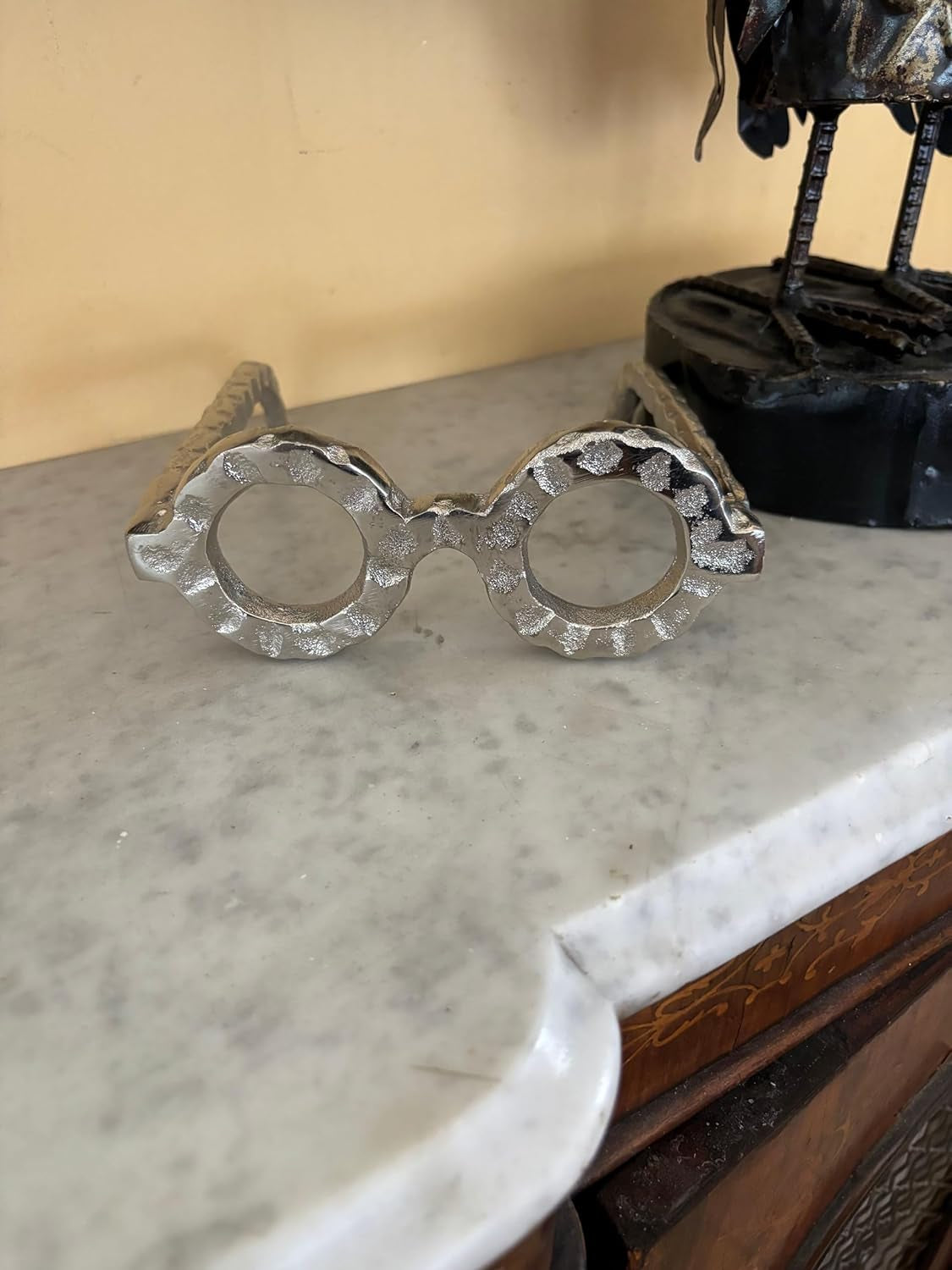 Silver Spectacles Glasses Decor, Airbnb Staging Decor, Living Room Decor, 6.25" L 7.5" W 2.5" H