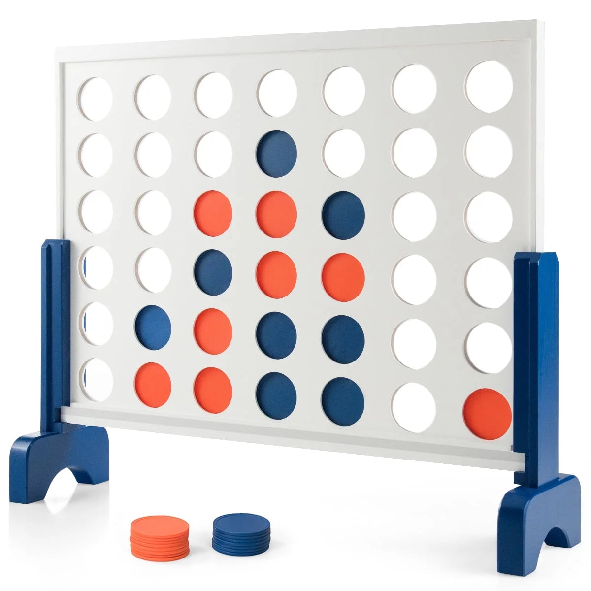 Connect 4 in a Row Giant Game Wood Board with Carrying Bag White