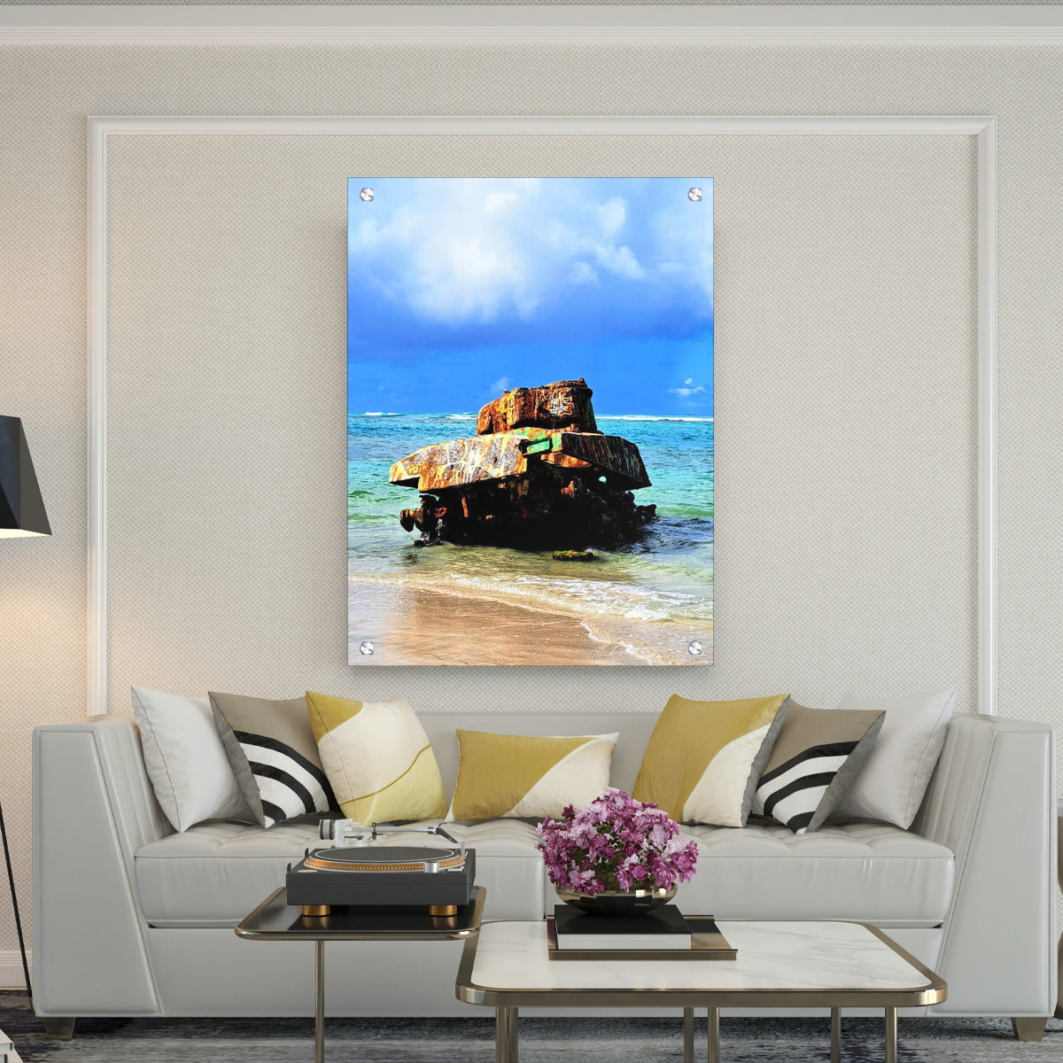 Beach Picture Metal Frame - Tank Print - Back Mount Beach Tank Portrait Exclusive Design