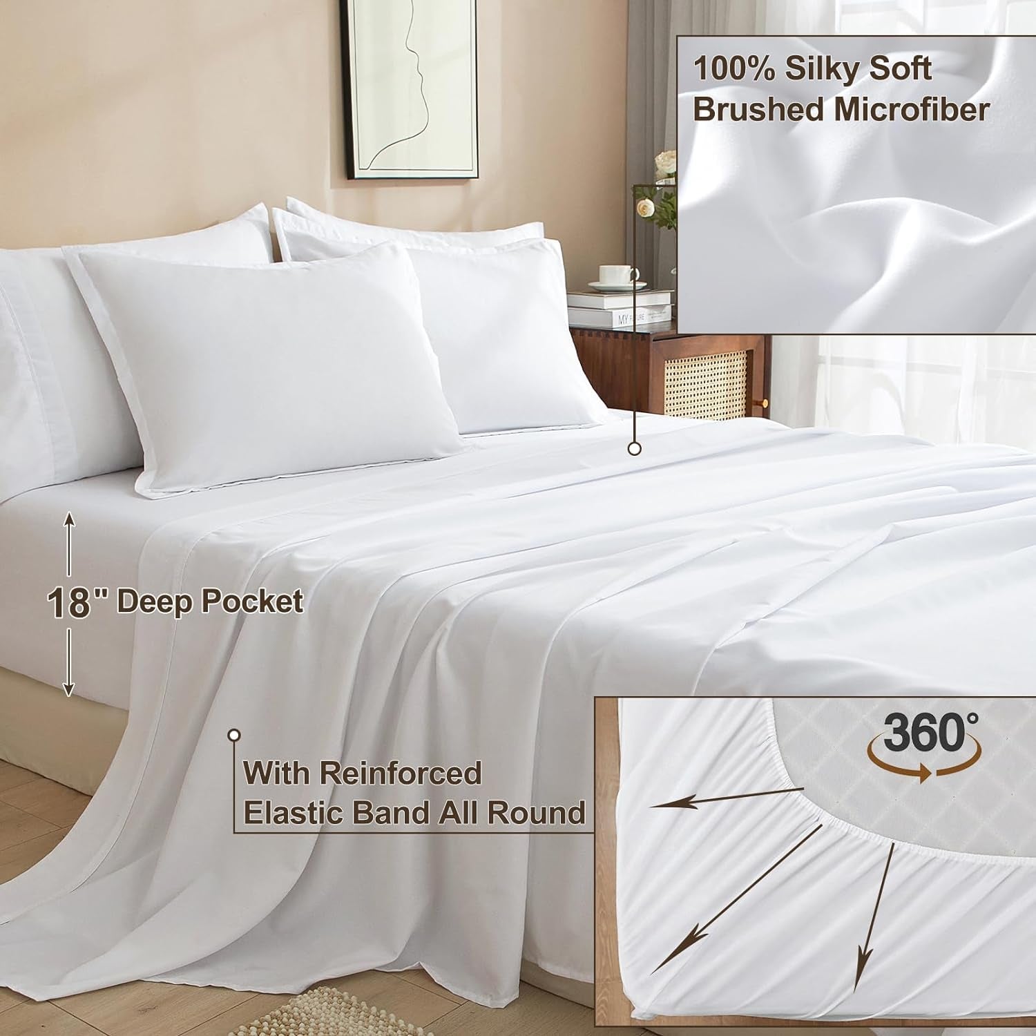 7 Pieces Queen Comforter Set, Bed in a Bag Comforter Pillowcases & Shams