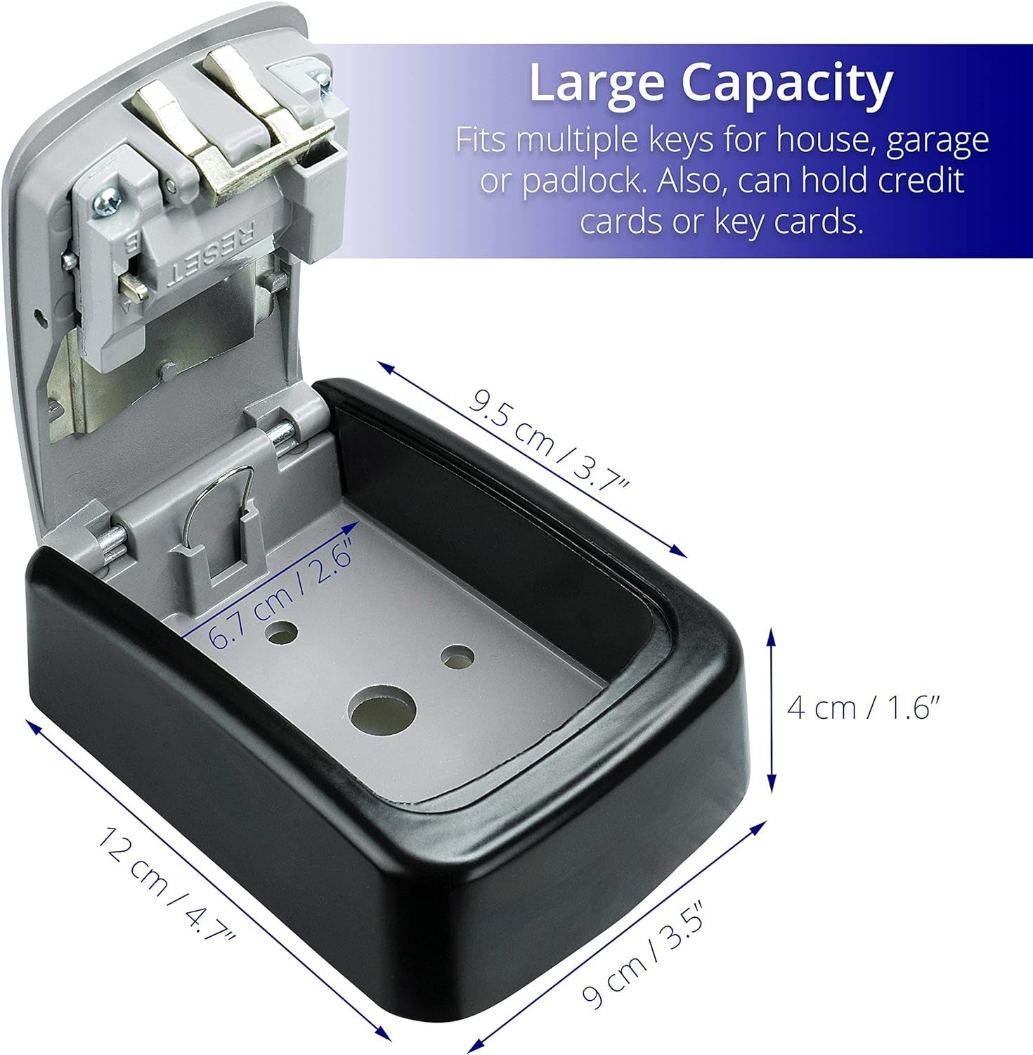 Key Lock Box for outside -  Wall Mount Lockbox for Airbnb Keys - Combination to Hide a Key - Waterproof Key Safe Storage Lock Box